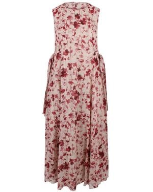 Max Mara Floral-Print Tie-Waist Dress - White
