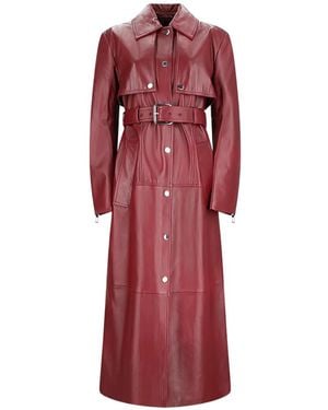 Max Mara Leather Two-Piece Trench Coat - Red