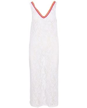 Banana Moon Vestido Imogen Aguanga Con Encaje Floral Y Cuello En V - Blanco