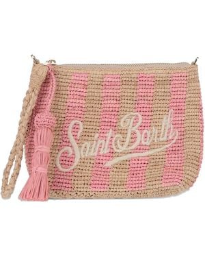 MC2 Saint Barth Striped Tassel-Detail Clutch Bag - Pink