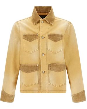 Wales Bonner Corduroy-Trim Denim Jacket - Yellow