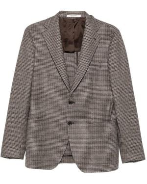 Tagliatore Houndstooth-Pattern Blazer - Brown