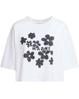 Marni Floral-Print T-Shirt - White