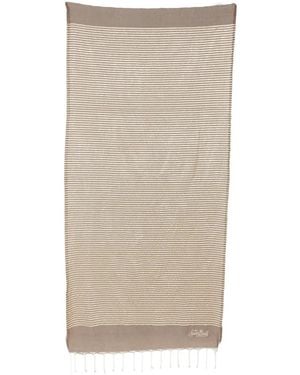 MC2 Saint Barth Foutas Striped Fringed Beach Towel - Natural