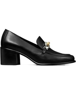 Tory Burch 55Mm Chain-Embellished Heeled Loafers - Black