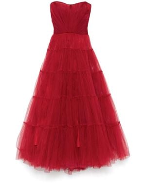 Ana Radu Tulle Maxi Dress - Red
