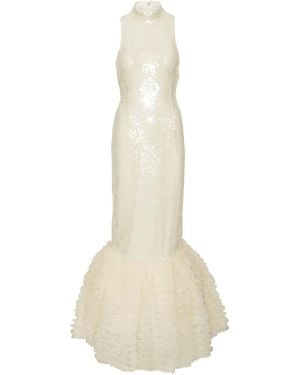 ROTATE BIRGER CHRISTENSEN Vestido de fiesta con lentejuelas y volantes - Blanco