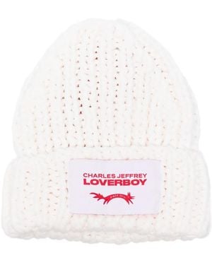 Charles Jeffrey Chubby Logo-Patch Beanie Hat - White