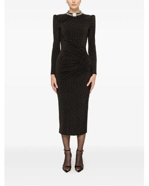Nissa Crystal-Embellished Midi Dress - Black