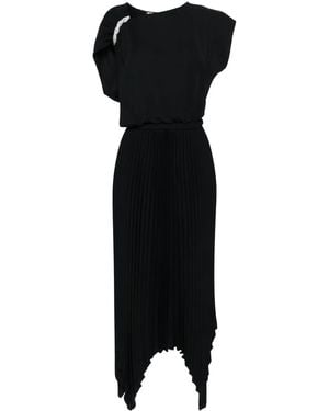 Nissa Asymmetric Pleated Maxi Dress - Black