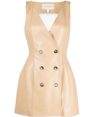 Matériel Backless Faux-Leather Mini Dress - Natural