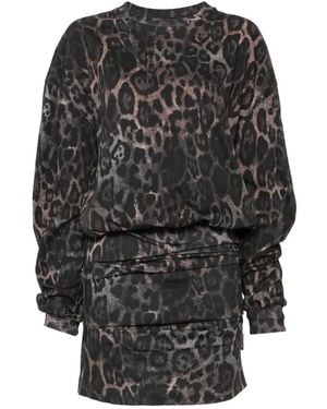 Just Cavalli Leopard-Print Mini Dress - Black