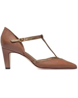 Bernardo Gianna T-Bar Pointed-Toe Pumps - Brown