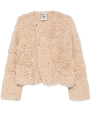 Semicouture Doppelreihige Jacke Aus Fake Fur - Natur