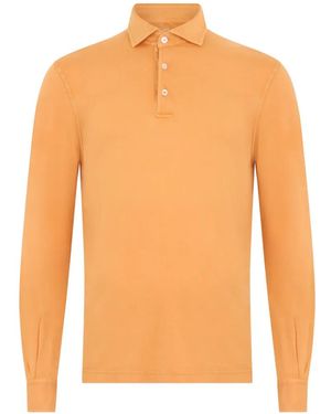 Fedeli Long-Sleeve Button-Fastening Polo Shirt - Orange