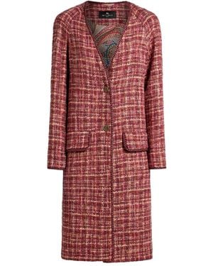 Etro ツイード シングルコート - レッド