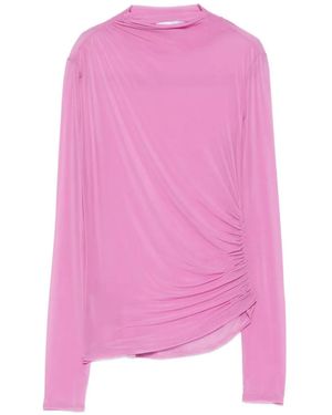 Patrizia Pepe Sheer Draped Top - Pink