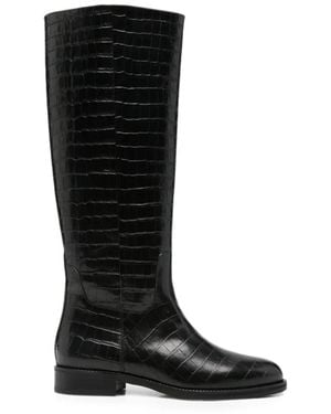 SERGIO MORETTI FIRENZE Croc-Effect Knee-High Boots - Black