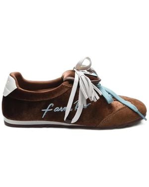 FARM Rio Tassel-Detail Velvet Trainers - Brown