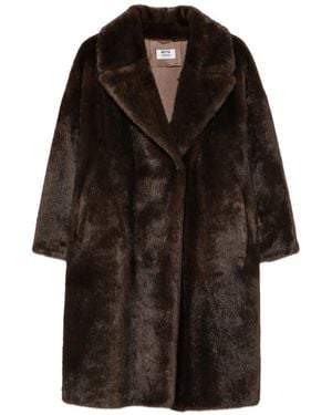 Betta Corradi Faux-Fur Notch-Lapel Coat - Black