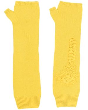 Barrie Cashmere Fingerless Mittens - Yellow