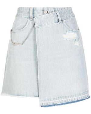 Musium Div. Asymmetric Distressed Mini Denim Skirt - Blue