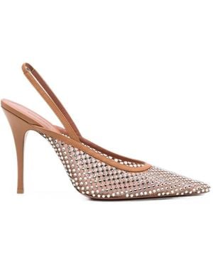 AMINA MUADDI Felicia Crystal-Embellished Court Shoes - White