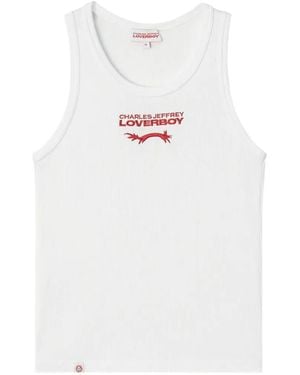 Charles Jeffrey Logo-Embroidered Ribbed Tank Top - White