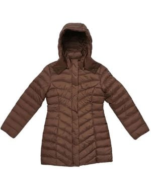 EA7 Quilted Hooded Jacket - Brown