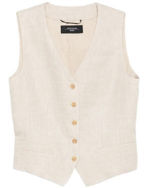 Weekend by Maxmara Pace Button V-Neck Gilet - White