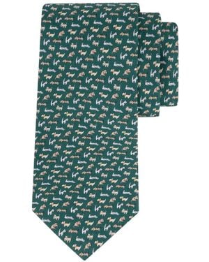 Ferragamo Dogs Print Silk Tie - Green