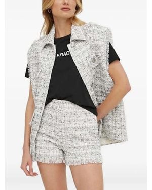 Sisley Frayed Tweed Waistcoat - White