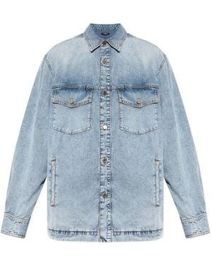 Balmain Logo-Embossed Shirt Jacket - Blue