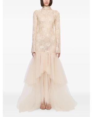 Atu Body Couture Sequin-Embellished Tulle-Skirt Dress - Natural