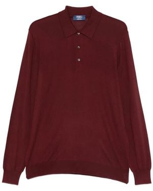 Fedeli Fine-Knit Polo Shirt - Red