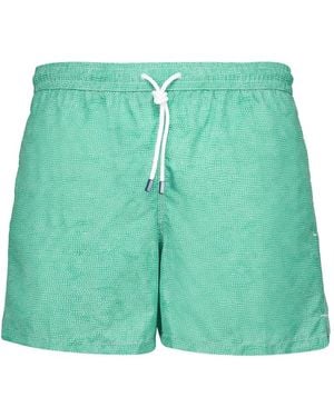 Fedeli Geometric-Print Swim Shorts - Green