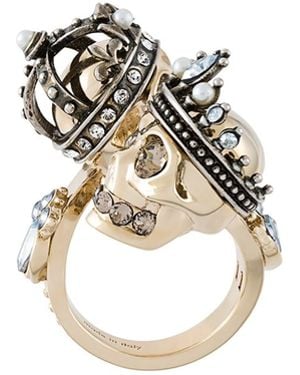 McQueen King And Queen Skull-embellished Ring - Multicolour