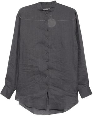 Cortana Raoul Mandarin-Collar Button-Up Shirt - Grey