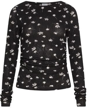 Marella Floral-Print Ruched Jumper - Black