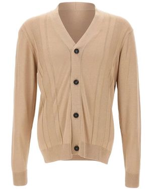 Tagliatore Moore V-Neck Ribbed Cardigan - Natural