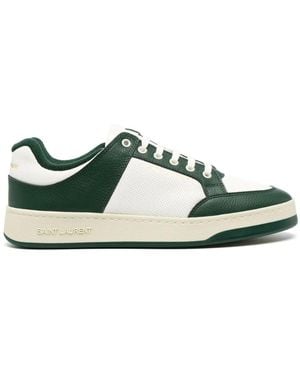 Saint Laurent Ledersneaker Mit Logo - Grün