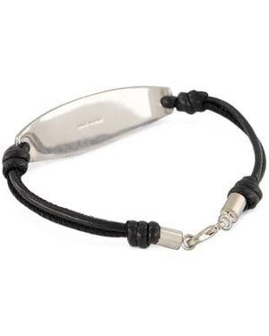 Saint Laurent Logo-Engraved Leather Bracelet - Metallic