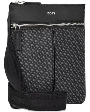 BOSS Zair Kuriertasche mit Logo-Muster - Schwarz