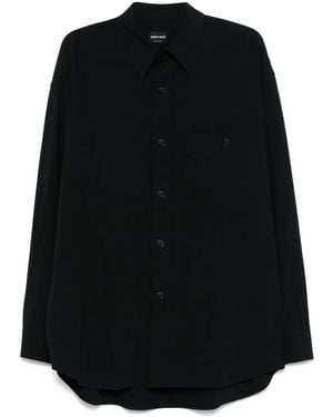 Giorgio Armani Midnight Cotton Shirt With Classic Collar - Black