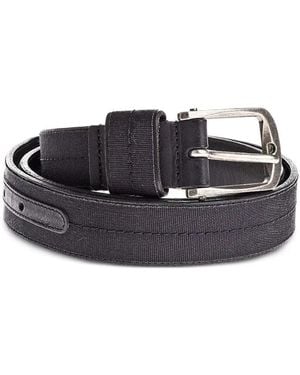 Lanvin Grosgrain-Trim Leather Belt - Black