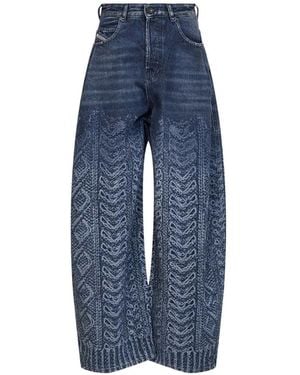 DIESEL Trompe-L'Œil Bouclé-Effect Jeans - Blue