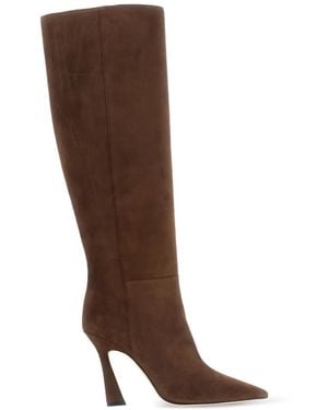 Stuart Weitzman Suède Knielaarzen Met Puntige Neus - Bruin