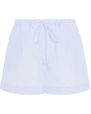 Another Tomorrow Pleated Drawcord Cotton Shorts - White