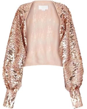 Genny Sequin Puff-Sleeve Top - Pink