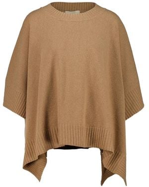 120% Lino Gerippter Poncho - Natur
